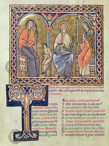 Ms 1041 f.1v Gramatyka, dialekt i retoryka z Satyriconu Martianusa Capelli, c.1200 autorstwa French School