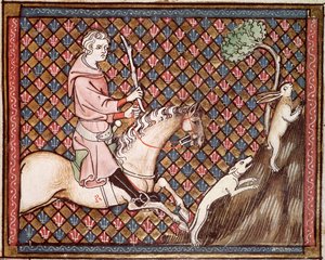 Ms 1044 fol.76 Polowanie na zające, z Ovide Moralise autorstwa Chretiena Legouais autorstwa French School