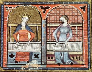 Ms 1044 fol.89v Tkactwo kobiet, z Ovide Moralise napisanej przez Chretiena Legouais autorstwa French School