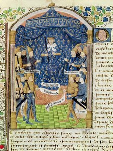 Ms 1151 f.1 Karol VII (1403-61) Otoczony swoim dworem i Joanną d