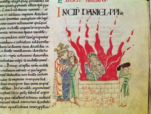 Ms 12-15 t.3 f.64 Dzieci w piecu, z Biblii Etienne