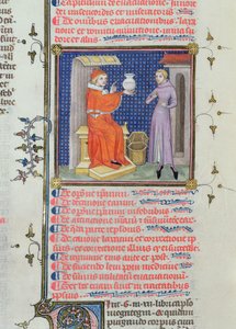 Ms 126 fol.200v Lekarz wykonujący analizę moczu, z rękopisu Rhazesa (Ibn Zakariya) (860-c.923) autorstwa French School