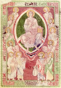 Ms 132 fol.2r Chrystus z dwunastoma mniejszymi prorokami, z Explanatio in Prophetas et Ecclesiasten św. Hieronima, z opactwa Citeaux autorstwa French School
