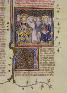 Ms 13. fol 232 Koronacja Ludwika IX (121415-70) i prawdopodobnie Fryderyka II (1194-1250), z psałterza Pierre