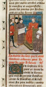 Ms. 149t.3 fol.175 przeciwko Karta Praw hrabiego Baudouina VI z Hainault Rozkazy Pokoju Kraju Hainault autorstwa French School