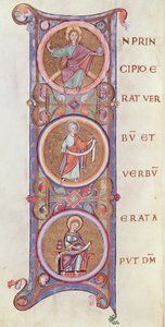 Ms 14 fol.60v Historyczny inicjał I przedstawiający początek Ewangelii św. Jana autorstwa French School