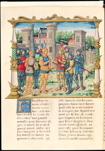 Ms 18 f.32v Traktat Conflans między Ludwikiem XI a Karolem Śmiałym, księciem Burgundii, październik 1465, z Pamiętników Filipa z Komin (1445-1509) autorstwa French School