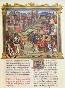 Ms 18 fol.36r Wojna Karola Śmiałego, księcia Burgundii i Liege w latach 1467-68, z Pamiętników Filipa z Komun (1445-1509) autorstwa French School