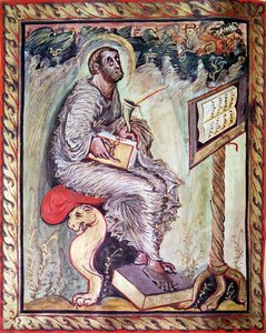 Ms 1 fol.90v Św. Łukasz, z Ewangelii Ebbo, ok.816-835 autorstwa French School