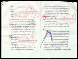 Ms 237 f.47-48 Muzyczne interwały z traktatu muzycznego Boecjusza autorstwa French School