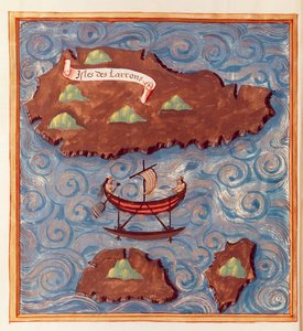 Ms 24224 Fol.20v Mapa Wysp Ladrones, z relacji z Podróży Ferdynanda Magellana