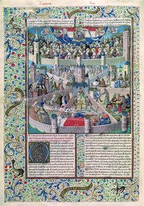 Ms 246 fol.3v Wady i cnoty na ziemi, z De Civitate Dei św. Augustyna z Hippony (354-430) autorstwa French School