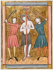 Ms 3016 fol.17v Biczowanie, z Psautier a l’Usage de Paris autorstwa French School