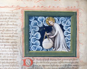 Ms 313 Bóg stwarzający świat, miniatura z Biblii des Grands Augustins, 1494