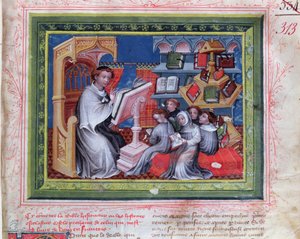 Ms 313 Scena szkolna, z Biblii des Grands Augustins, 1494 autorstwa French School