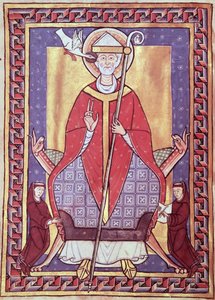 Ms 315 f.1v St. Gregory, z fragmentu jego prac autorstwa French School