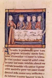Ms 3347 fol.214 W przeddzień Zesłania Ducha Świętego..., z Livre de Sir Lancelot du Lac autorstwa French School