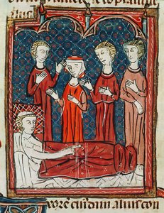Ms 372 fol.165v Człowiek w swoim łożu chorego, z Decrets de Gratien autorstwa French School