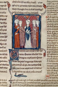 Ms 372 fol.168 Scena weselna z Decrets de Gratien autorstwa French School