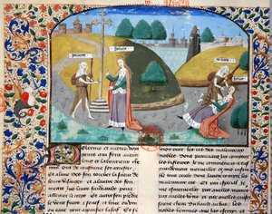 Ms 3878 Ubóstwo i fortuna, ilustracja z „Przypadków wybitnych ludzi” Giovanniego Boccaccio (1313-75) autorstwa French School