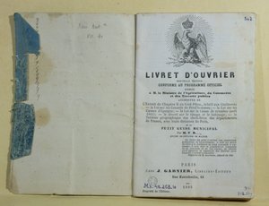 Ms 43.268.10 Frontyspis „Livret dOuvrier”, 1864 r autorstwa French School