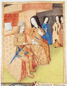 Ms 493 f.74v Eneasz i Dydona, z dzieł Wergiliusza (70-19 pne) 1469 autorstwa French School