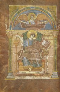 Ms 4 fol.17v Św. Mateusz, z Ewangelii Św. Riquiera, ok.800 autorstwa French School