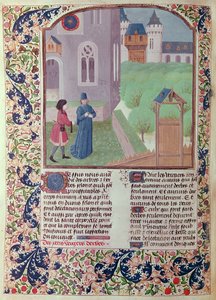 Ms 5064 f.202v The Orchard, ilustracja z Le Livre des Prouffitz Champestres autorstwa Pietro de Crescenzi (1230-132021) autorstwa French School