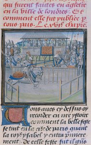 Ms 5190 f.88 Turniej w Londynie: Potyczki, z Froissarts Chronicles autorstwa French School