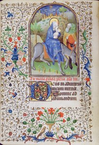 Ms 66 f.55v Ucieczka do Egiptu, z księgi godzin, Amiens autorstwa French School