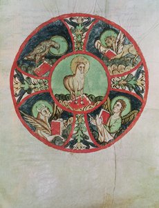 Ms. 69 fol.138v Baranek Boży otoczony Symbolami Ewangelistów autorstwa French School