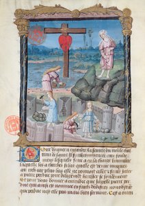 Ms 978 fol.31 Budowa zamku, ilustracja z traktatu duchowego na użytek świeckich autorstwa Gabrielle de Bourbon autorstwa French School