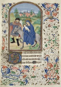 Pani Euing 4 f.55r Ucieczka do Egiptu, z Glasgow Hours, c.1450-60 autorstwa French School