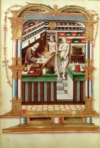 Pani Fr 1537 Chrystus Aptekarz z Adamem i Ewą, z Chants royaux sur la Conception Couronnee du Puy de Rouen autorstwa French School