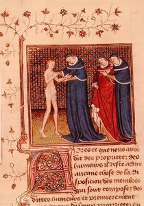 Pani Fr 22531 Fol.58v. Badanie pacjenta, z „Księgi właściwości rzeczy” Barthelemy
