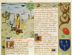 Pani Fr 9197 Fol.49 Apollo zabija Pytona, z Livre des Eschecs DAmour autorstwa French School