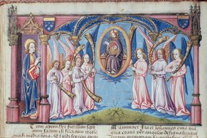 Ms Hunter 398 v.2.18 f.17v Anioły, z Apocoalypsis S. Joannis autorstwa French School