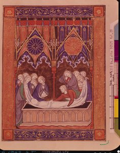 Ms Lat 10525 Fol.28 Pogrzeb Jakuba w Kanaanie, z Psałterza św. Ludwika, ok. 1258-70 autorstwa French School