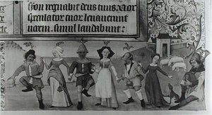 Ms Lat 1173 f.20 Taniec pasterski, z Godzin Karola dAngouleme, ok. 1480 autorstwa French School
