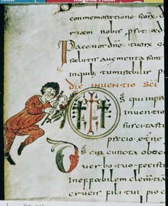 Ms Lat 1248 fol.76v Historyczny inicjał O, z Sakramentarza Gellone autorstwa French School