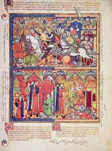Ms M 638 fol.10r Joshua, z Morgan Picture Bible, c.1244-54 autorstwa French School