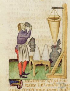 SM. Traktat o ziołach Dioscorides, fol.142r Produkcja alkoholu autorstwa French School