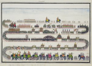 Ceremonia Muharrama, Faizabad, 1772 z The Gentil Album, opublikowanej w 1774 autorstwa French School