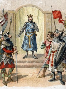 Moja korona na odważne zdanie wypowiedziane przez Filipa Augusta 27 lipca 1214 do panów w przededniu bitwy o bydło. autorstwa French School