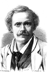 NADAR (Gaspard Felix TOURNACHON) (1820-1910), francuski pisarz, rysownik, aeronauta i fotograf. Grawerowanie 1867 autorstwa French School