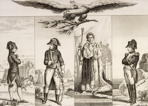 Napoleon Bonaparte (1769-1821) w czterech etapach swojego życia, z „Histoire de France” Colarta, wydanej ok. 1840 r. autorstwa French School