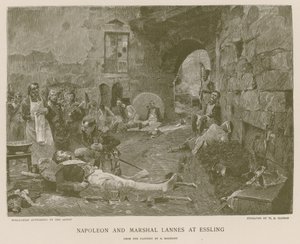Napoleon i marszałek Lannes w Essling autorstwa French School