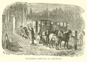 Napoleon przybywający do Mayence (grawerowanie) autorstwa French School