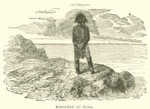 Napoleon na Elbie (rycina) autorstwa French School