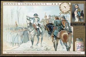 Napoleon w Austerlitz zarządza atak na wzgórza Pratzen (2 grudnia). autorstwa French School